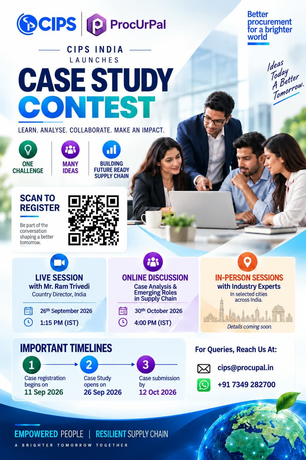 CIPS India Case Study Contest poster — Real Challenges. Real Impact. Real Empowerment.