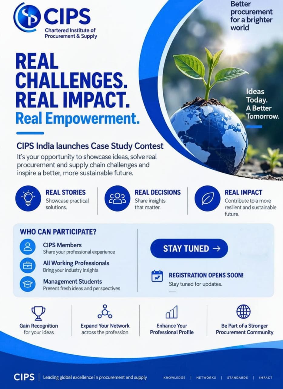 CIPS India Case Study Contest poster — Real Challenges. Real Impact. Real Empowerment. Save the date: 15th September 2026.