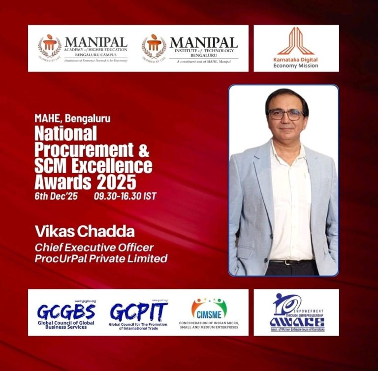 Vikas Chadda, CEO of ProcUrPal, Receives National Procurement & SCM Excellence Award 2025